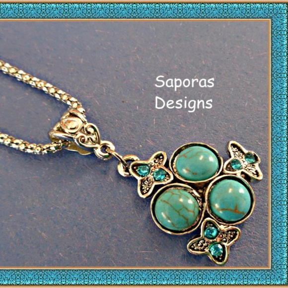 Tibetan Silver & Turquoise Flower Design Necklace - Picture 1 of 1